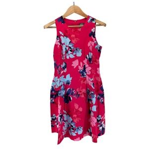 Vince Camuto Pink Blue Floral Fit & Flare Cotton Dress Sleeveless Size 6